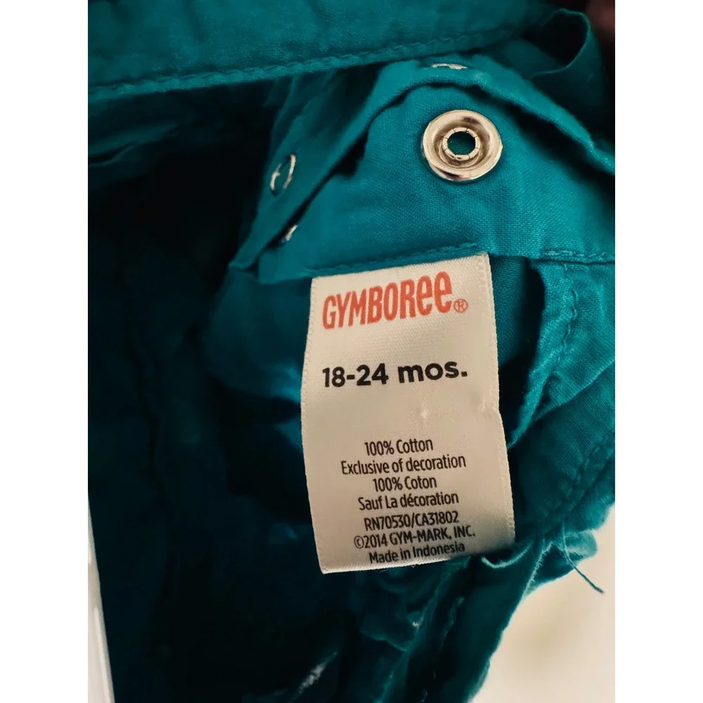 Gymboree Baby Girl 18-24mo Teal Turquoise Eyelet Ruffle Romper Flamingo Flamenco
